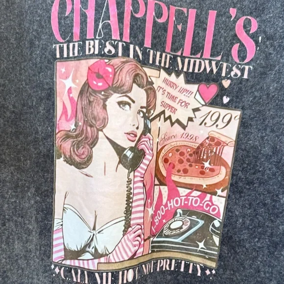 Graphic Short Sleeve Tee - Black with Pink Print - Picture 5 of 7
